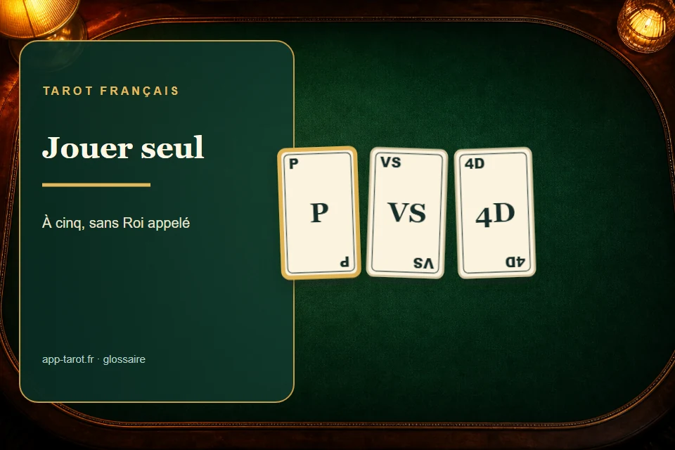 Cartes et joueurs de tarot français illustrant Jouer seul au tarot à cinq joueurs : le pari du solitaire