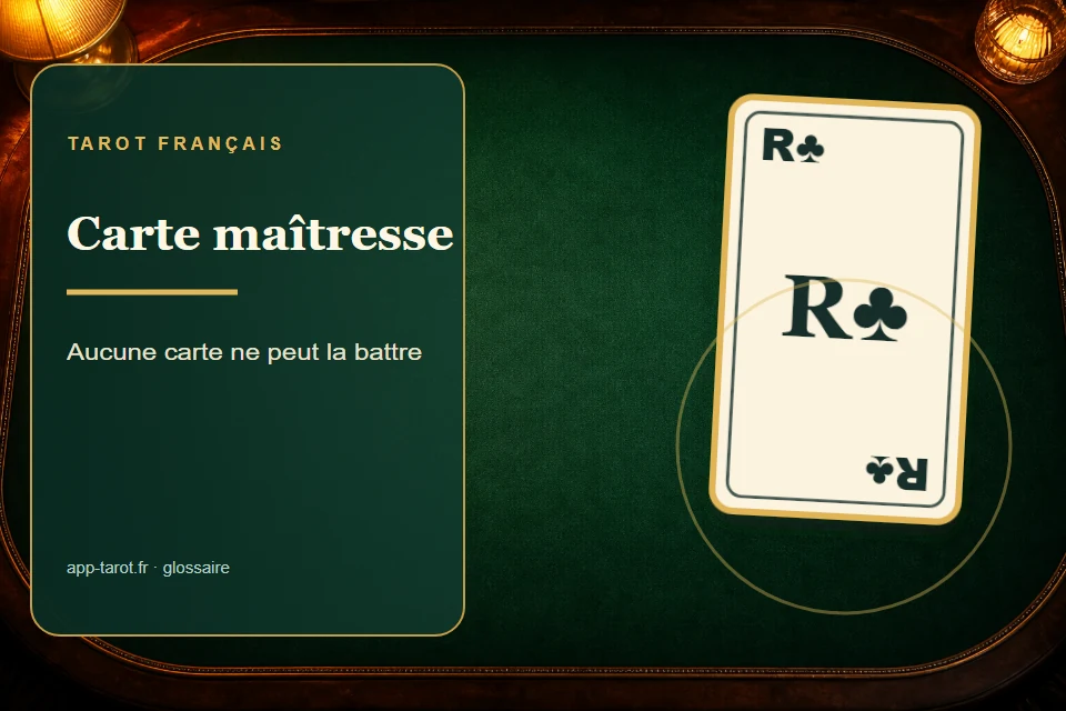 Cartes et joueurs de tarot français illustrant La carte maîtresse au tarot : la reine du moment