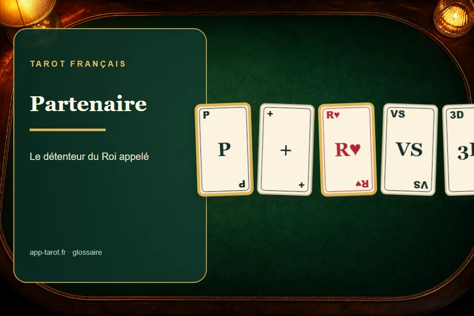 Cartes et joueurs de tarot français illustrant Le partenaire au tarot à cinq joueurs : l'allié dans l'ombre