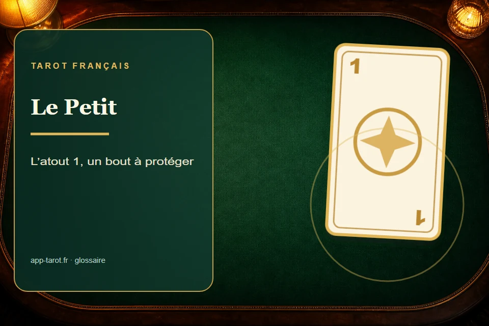 Cartes et joueurs de tarot français illustrant Le Petit au tarot : le plus faible des atouts, le plus précieux des soucis