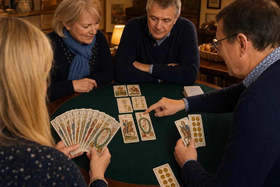 Cartes et joueurs de tarot français illustrant Mentions légales et confidentialité